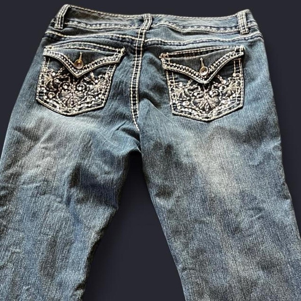 Nine West denim Boot Cut Jeans with Embroidery and rhinestones y2k